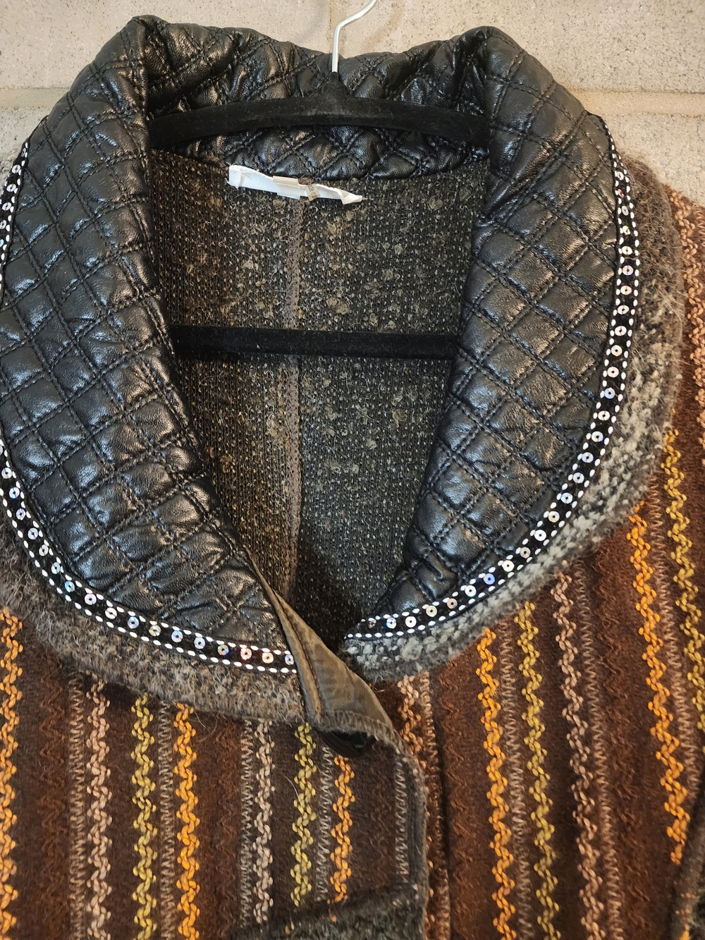 Liquid by Sioni Boho Patchwork Knit Cardigan Jacket in Brown & Tan - Picture 3 of 14